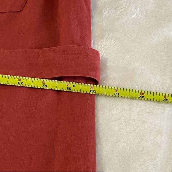ANNE KLEIN / Rust Linen Blend Sleeveless Dress with Tie Belt Size 6 - Picture 10 of 13